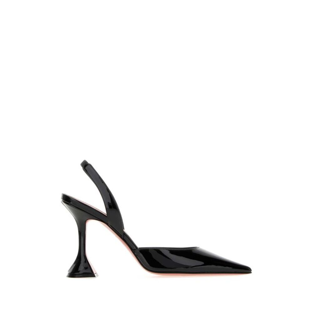 Amina Muaddi Women Black Leather Holli Pumps